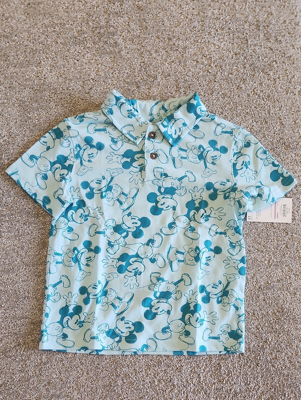 Disney Teal and Light Blue Mickey Mouse Polo